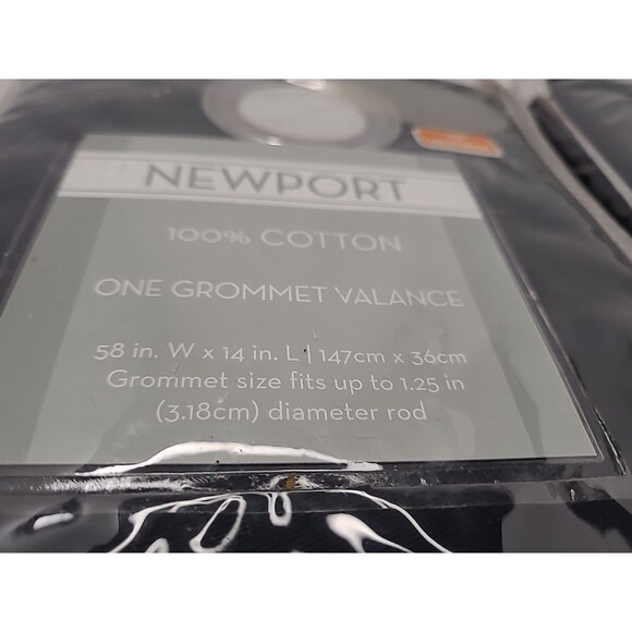 Newport Grommet Valance Set Black 58" x 14" Cotton Home Decor Top Treatment - Picture 2 of 5